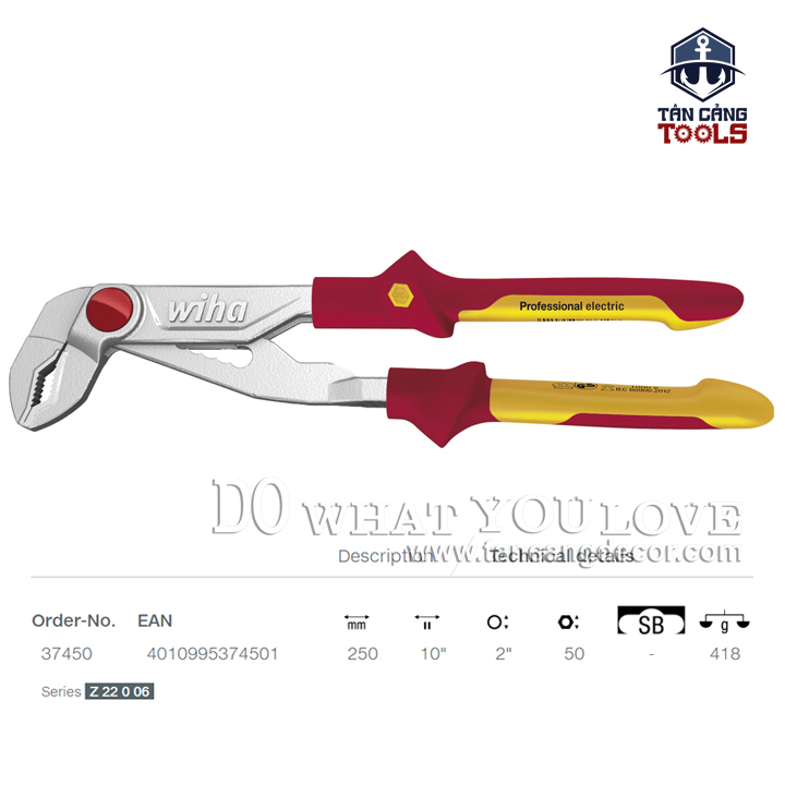 Kìm Mỏ Quạ Cách Điện 1000V 250 mm Wiha 37450