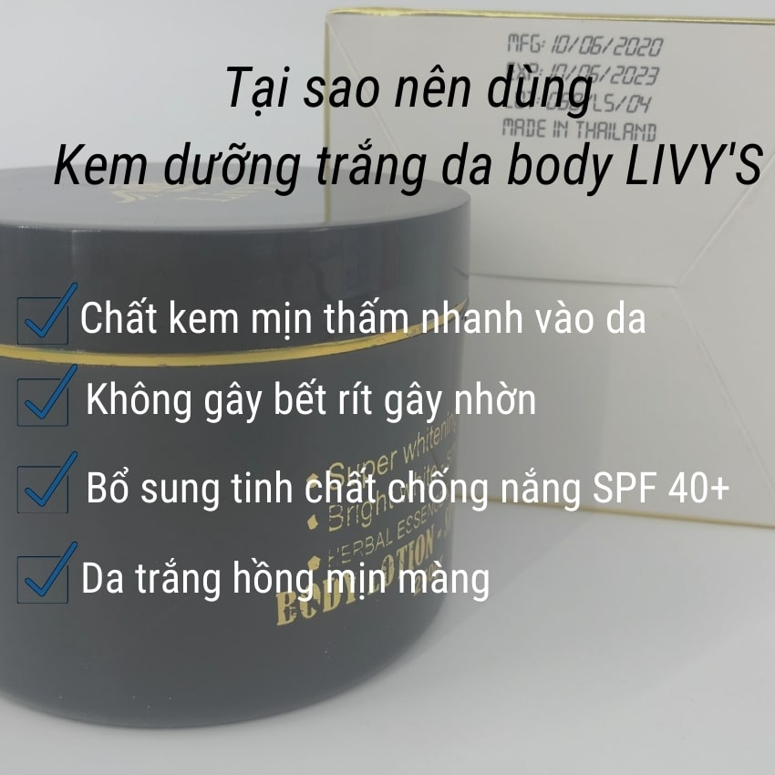 Kem body livy zavenci dưỡng trắng da toàn thân giảm thâm da sạm nâng tone sau 7 ngày