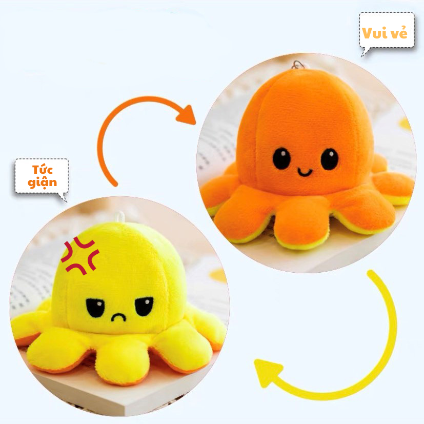 Bạch tuộc cảm xúc 2 mặt có móc khóa đủ màu xinh xắn chất mịn có ảnh chụp thật - BUBU Shop