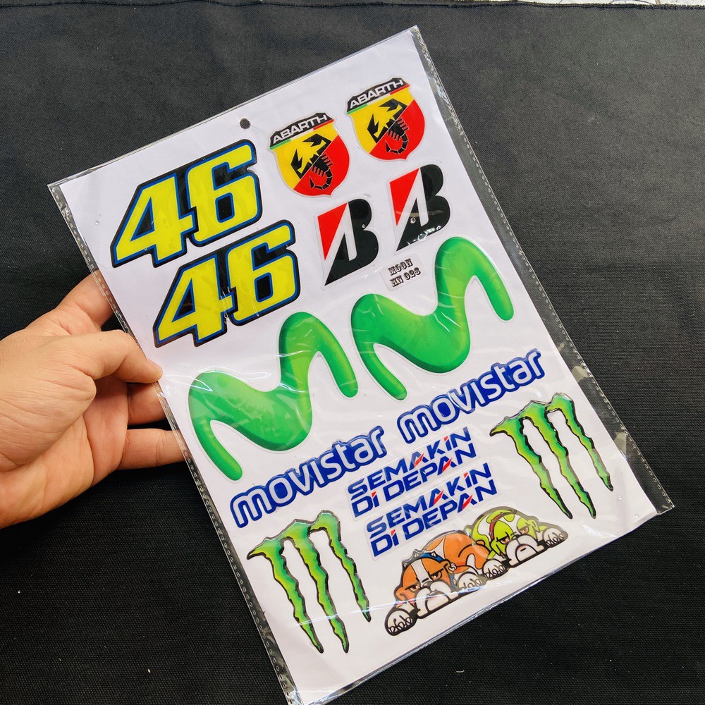Tấm Tem Dập Nổi Nhiều Logo Mẫu Logo Movista, Monster Trang Trí Xe Siêu Chất