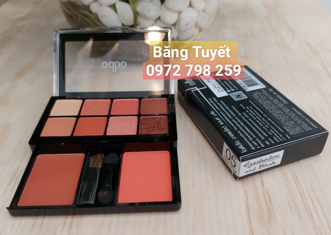 Bảng phấn mắt kèm má hồng tông cam dào có nhũ OPPO 2 Tầng