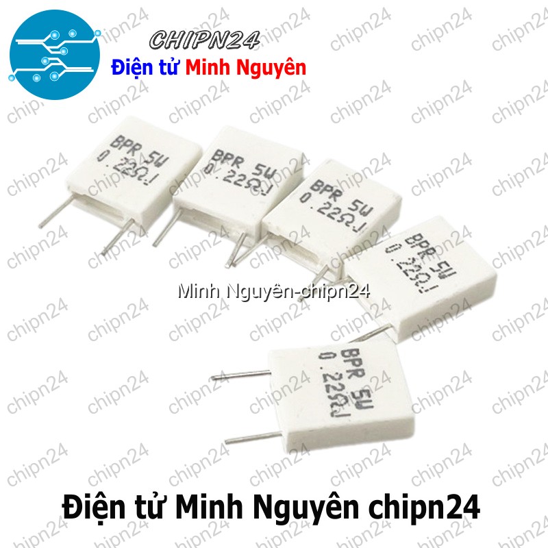 [3 con] (F323) Điện Trở Sứ 5W Loại Đứng (0.01R/0.02R/0.05R/0.1R/0.15R/0.2R/0.22R/0.25R/0.33R/0.47R/0.5R) - [Chọn Loại] - HHH.00369