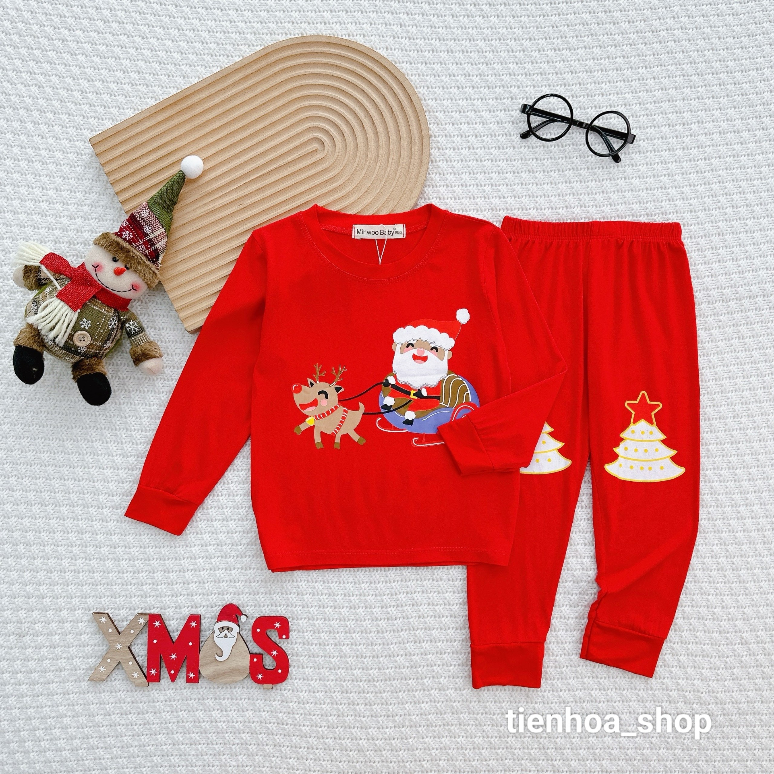 [Bé 7-32kg] Bộ Dài Tay NOEL Thun Lạnh in hình Mềm Mịn Thoáng Mát Hàng Chuẩn MINKY MOM cho bé trai bé gái