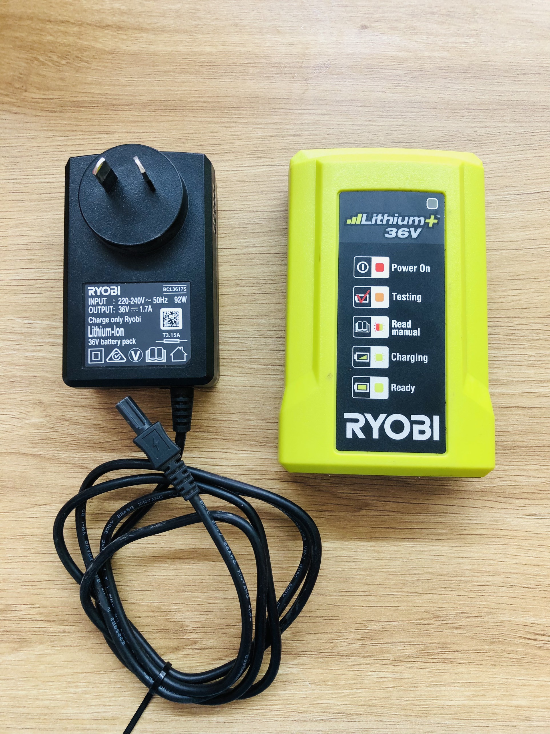 BỘ SẠC PIN RYOBI 36V BCL3617S - 95% ( SẠC CHẬM ) - BH 3 THÁNG