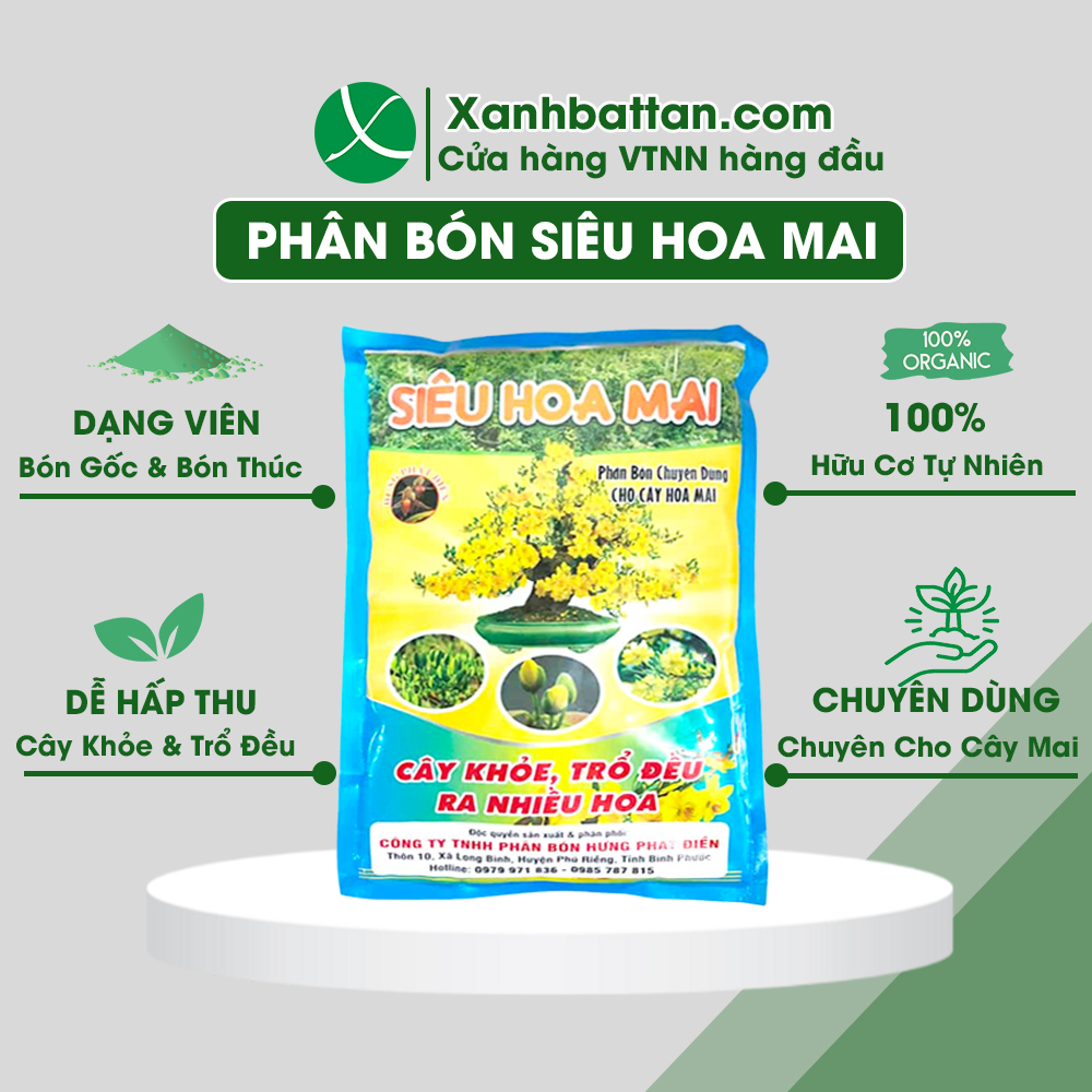 Phân bón siêu hoa mai - kích rễ - kích hoa - dưỡng hoa mai đẹp