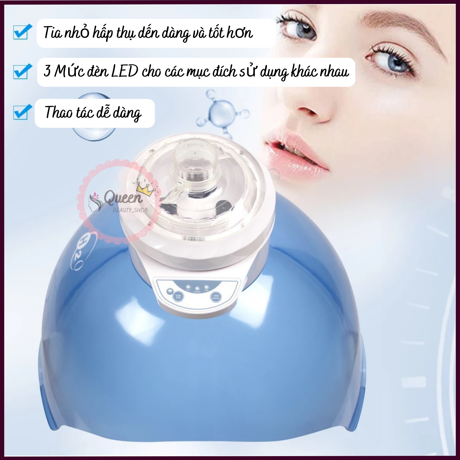 Máy phun Oxy trẻ hoá da | Máy hấp trắng da mặt Hydro H2O