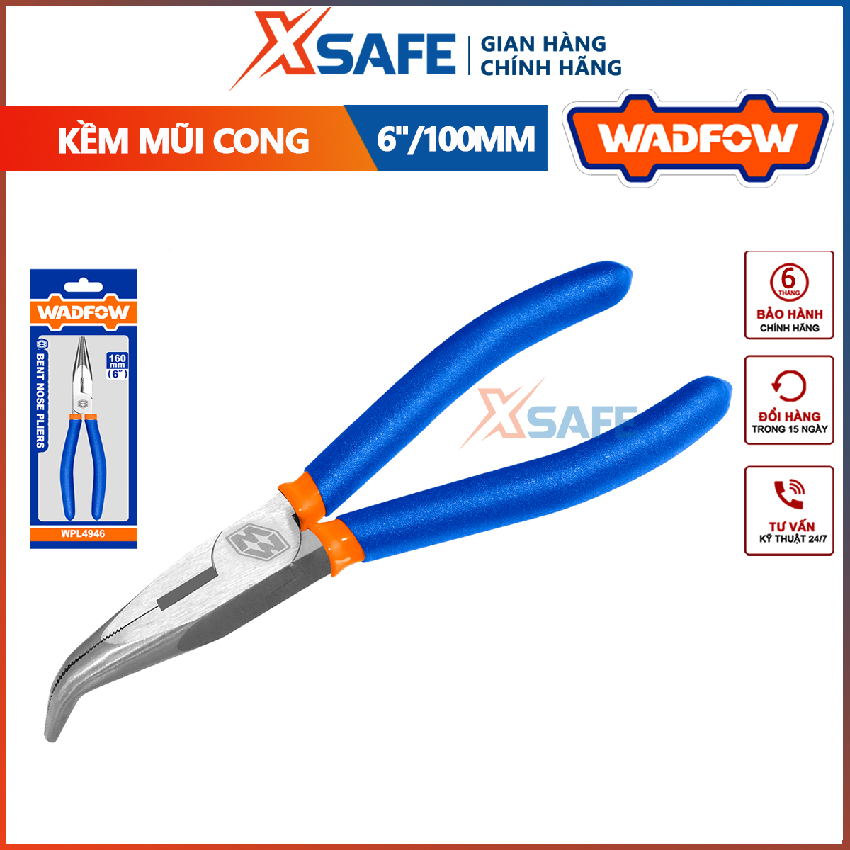 Wavfow curved tips 6/100mm and 8/200mm oil rubbed and anti-rust plastic handle-genuine