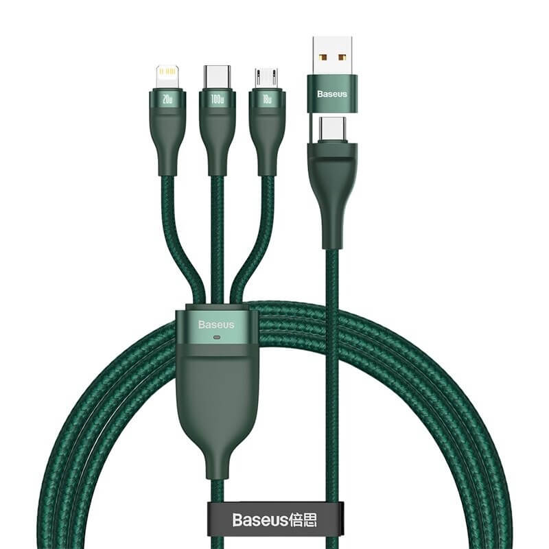 Cáp Sạc Nhanh 3 Đầu Baseus 100W 3 in 2 (USB + Type C to Micro + LN + Type-C)