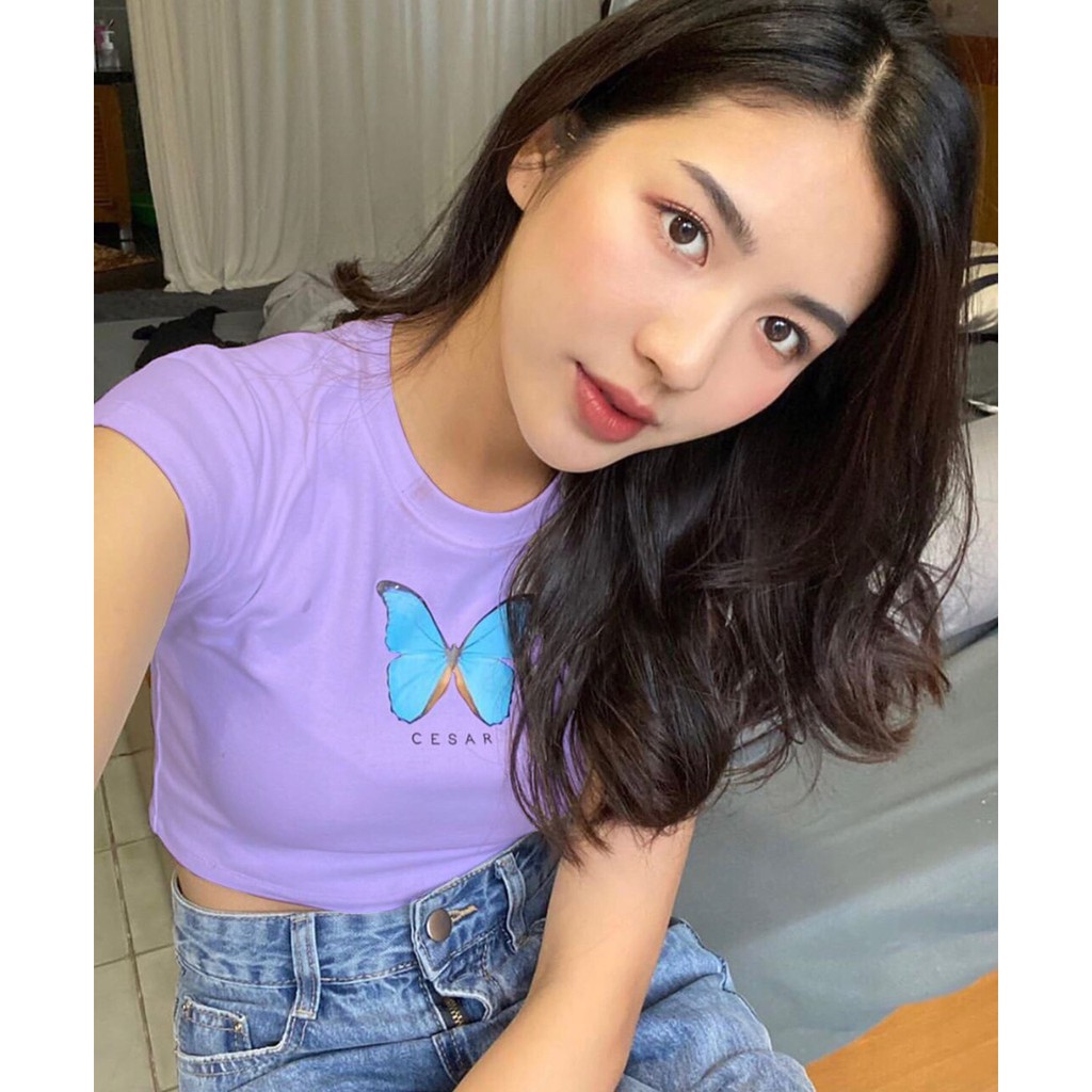 [HCM]Áo croptop thêu bướm 2023 House