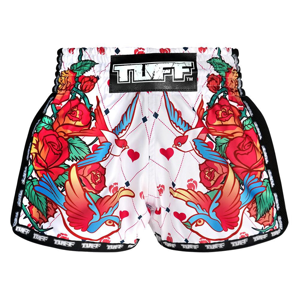 Quần Muay Thai Tuff White Retro Style Rose With Birds