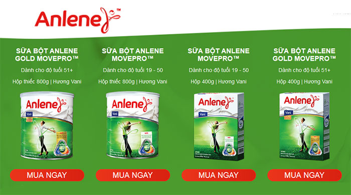 Combo 2 Lon Anlene Vani 3X  (800g)