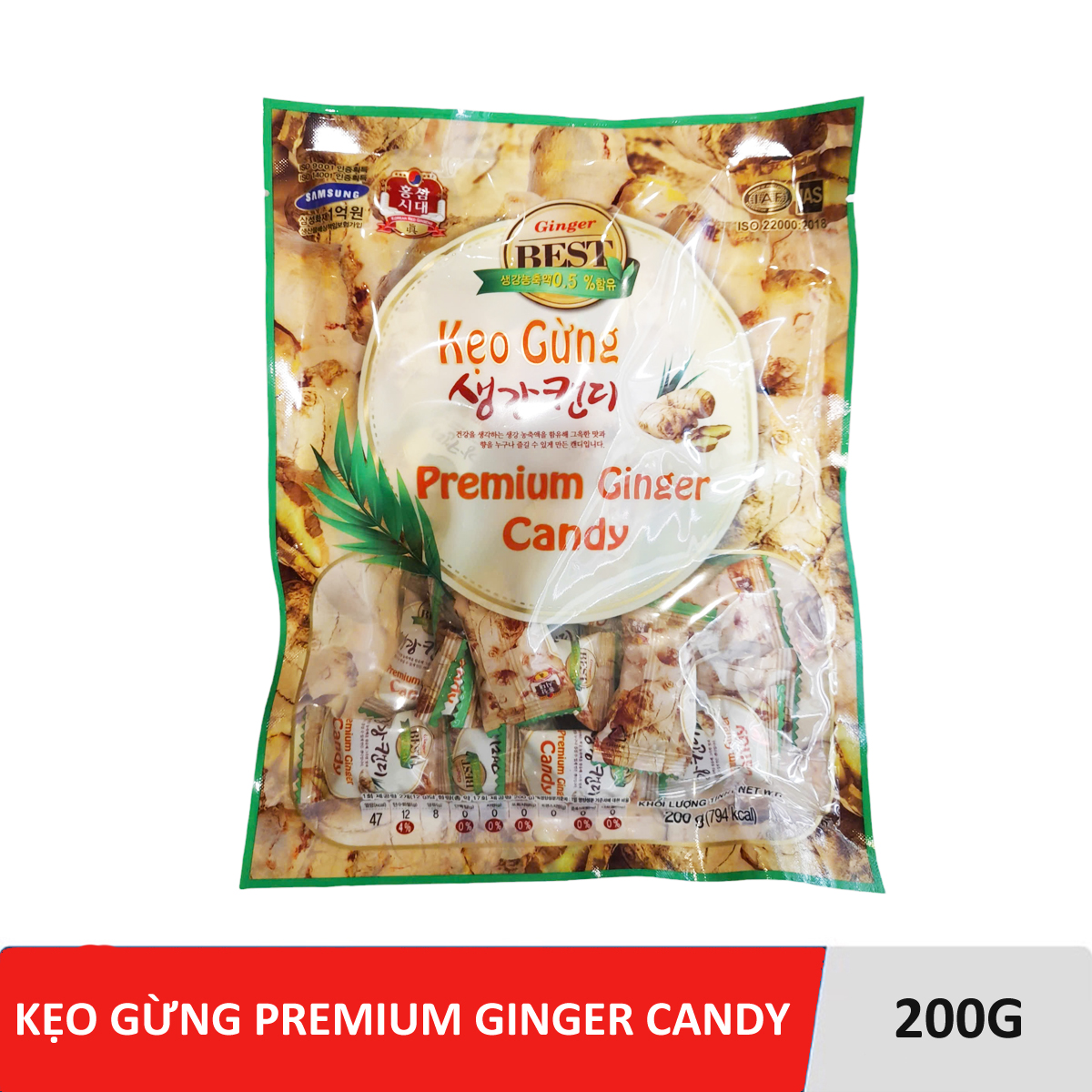 KẸO GỪNG PREMIUM GINGER CANDY 200 GRAM [VIỆT NAM SẢN XUẤT]