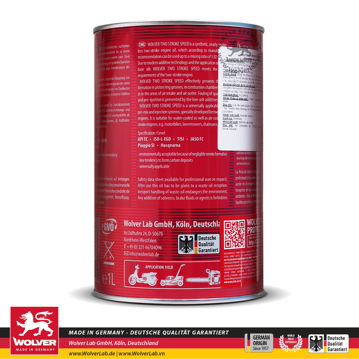 Nhớt 2 thì Wolver Speed 2T API TC nhập khẩu Đức