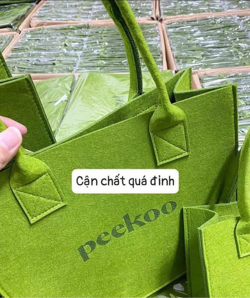 Túi làn Peekoo xanh lá,💖FREESHIP💖, 2 sz 30cm và 40cm EOFO