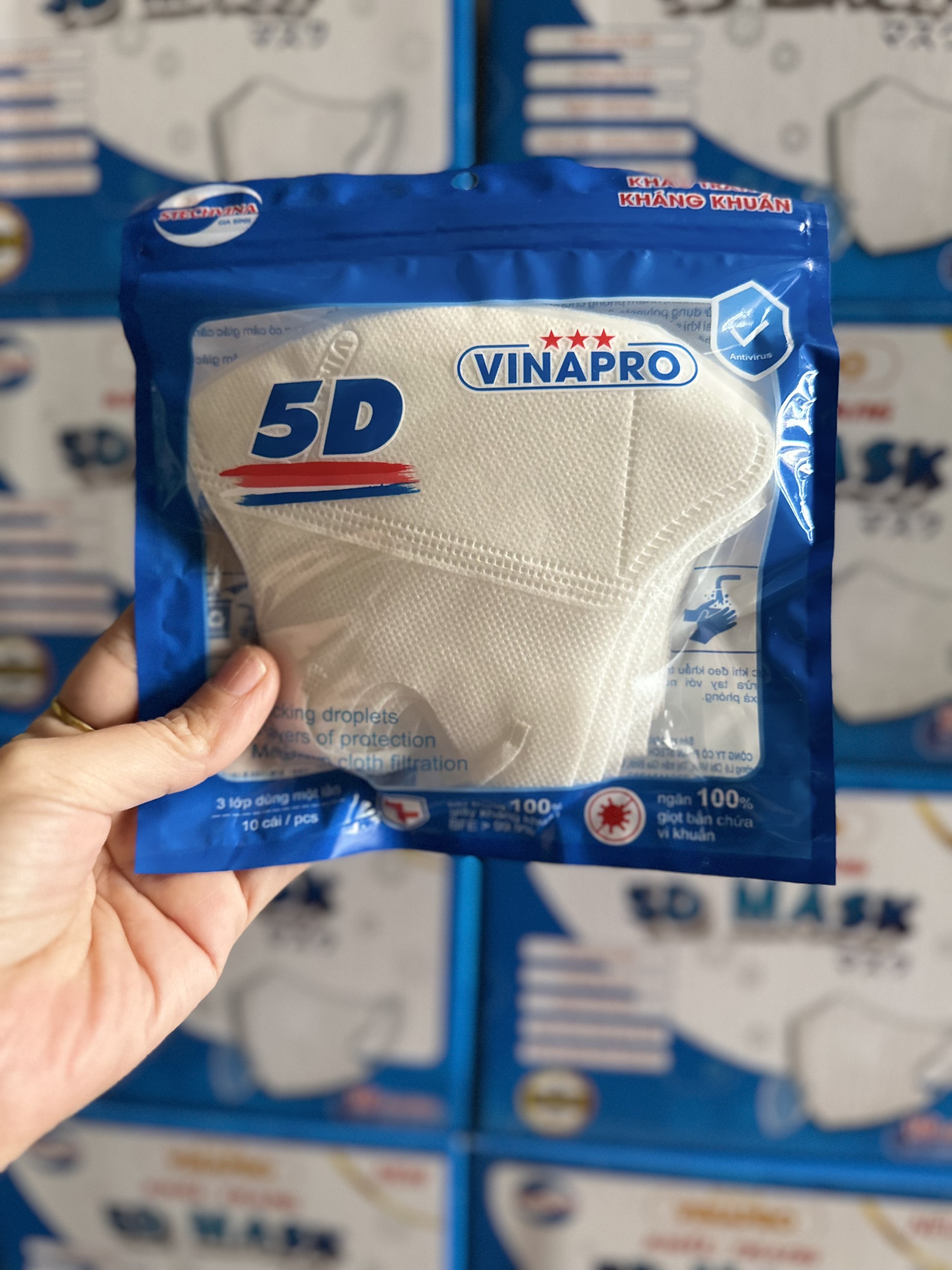 THÙNG 100 CHIÉC KHẨU TRANG 5D MASK VINAPRO