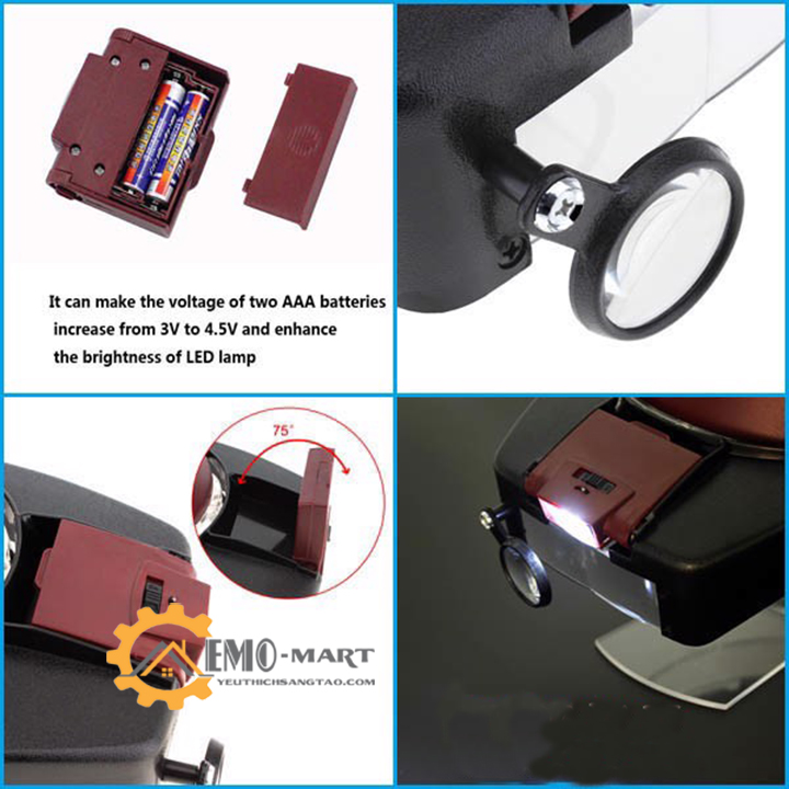 [FreeshipMAX] Kính lúp đeo trên đầu có đèn v1