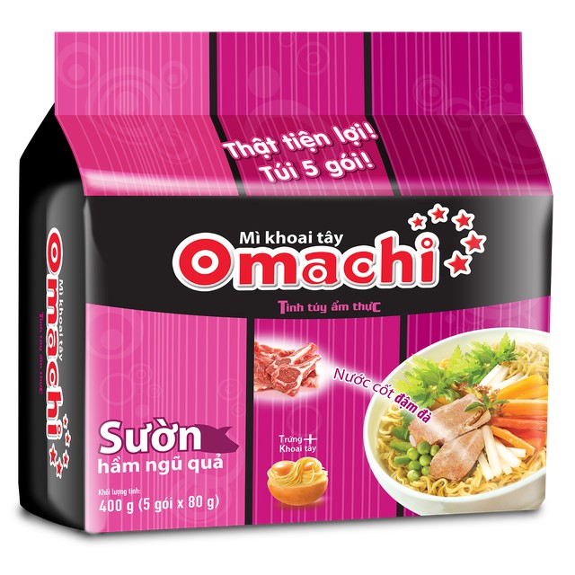 COMBO 5 gói Mì OMACHI (xốt bò hầm hoặc sườn hầm ngũ quả) (80gr /1 gói)