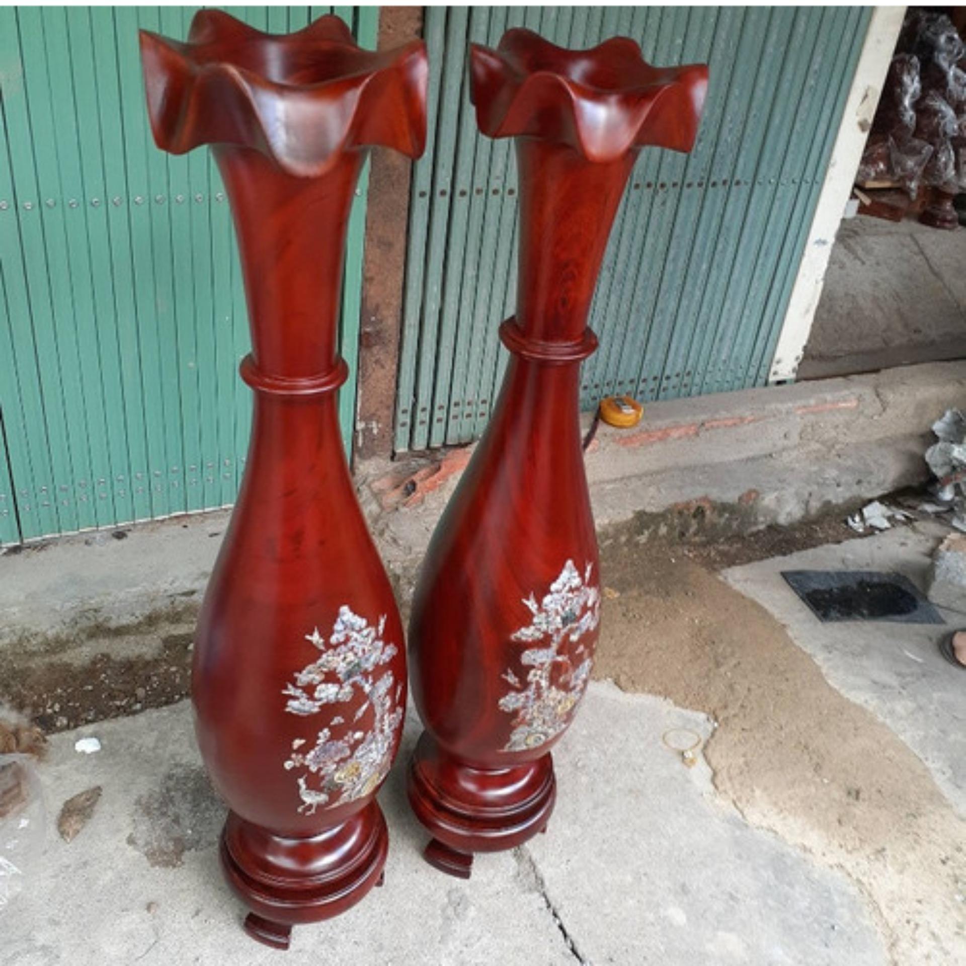 Cặp lục bình gỗ lim cao 90cm - C10861