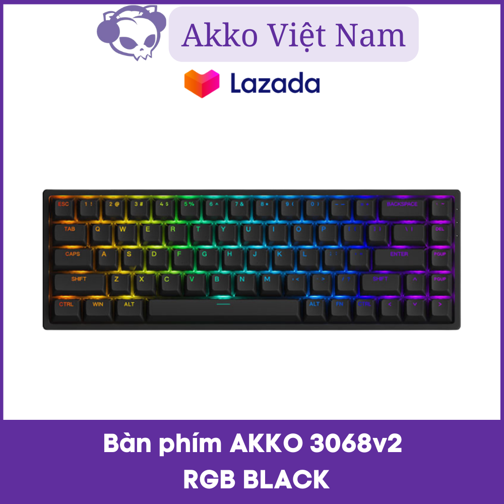 Bàn phím cơ AKKO 3068v2 RGB – Black (Foam tiêu âm / Hotswap / AKKO CS Jelly switch)