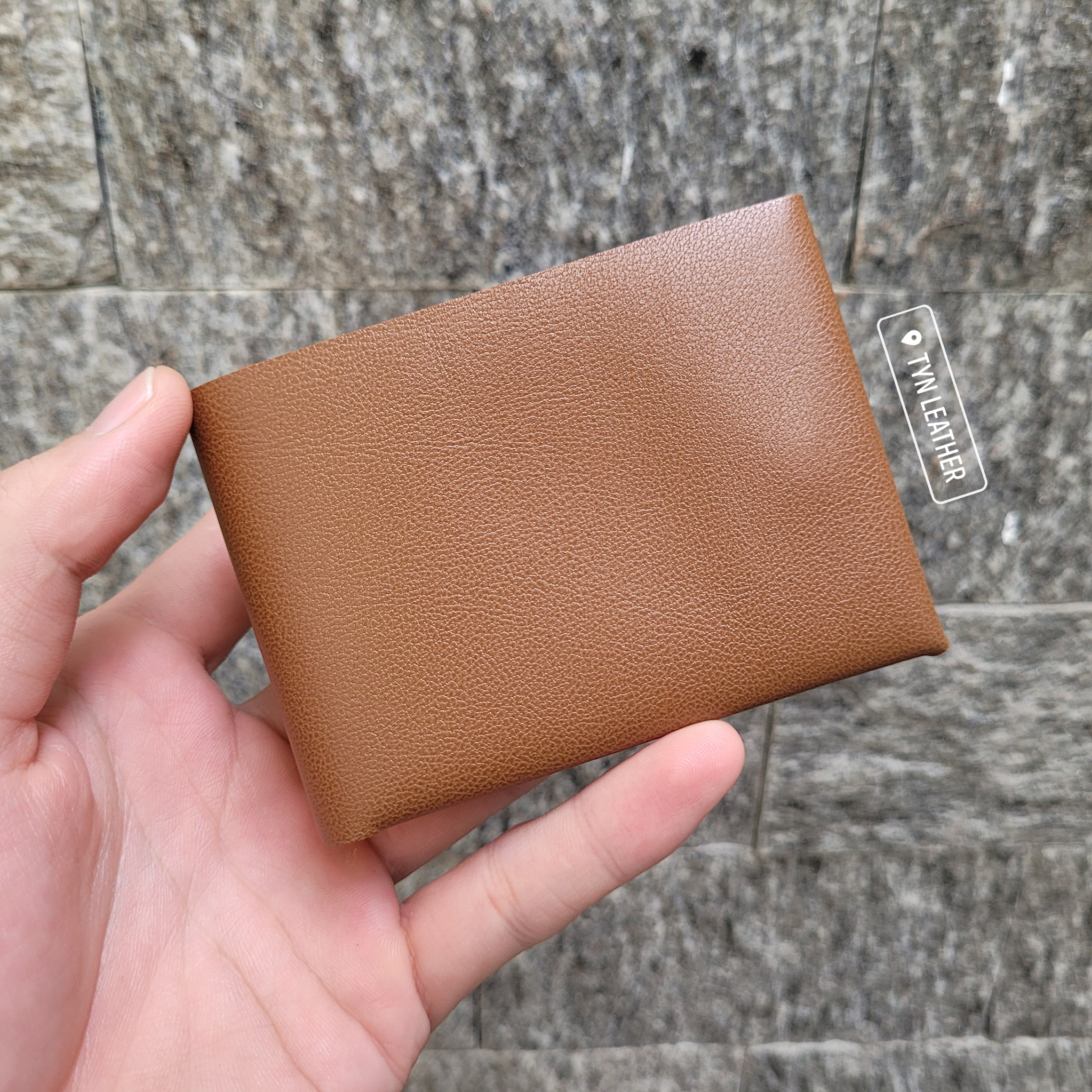 Ví ngang mini da bò thật thật, ví da handmade, đặt biệt không may