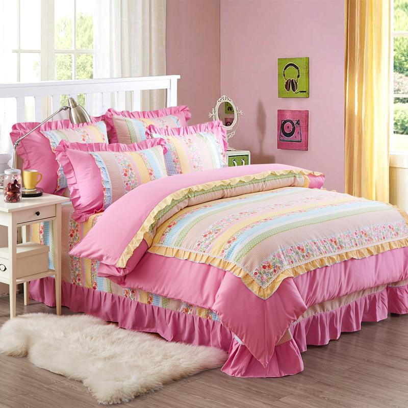 100% Cotton Bộ Bốn Chiếc Cô Gái 100% Cotton Duy Nhất Hai Người Ga Trải Giường Vỏ Chăn Công Chúa Công Chúa Hoạt Hình Trẻ Em Bộ Đồ Dùng Trên Giường Bao Gồm 1.5