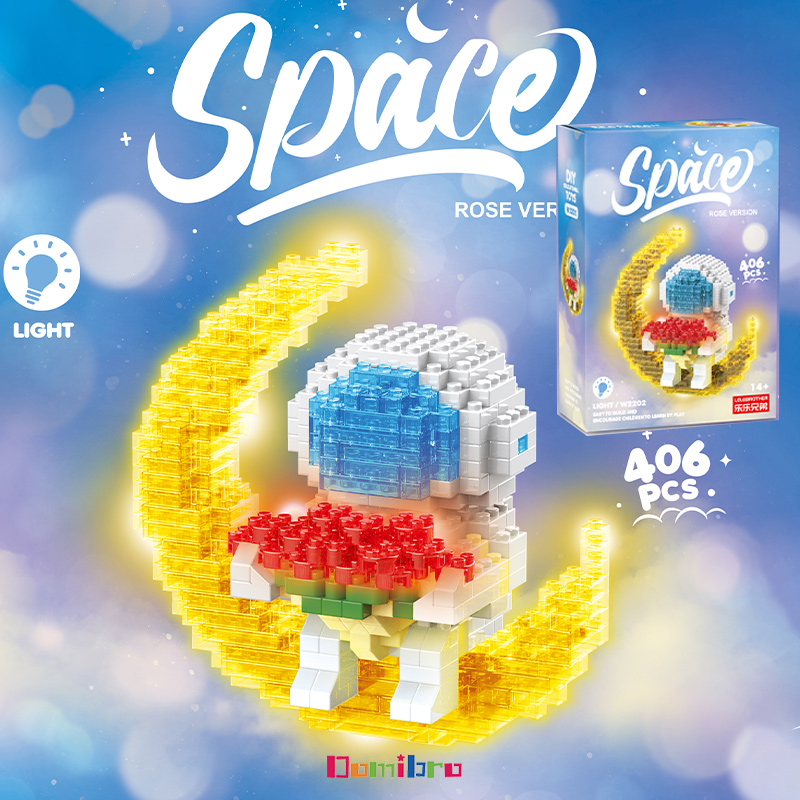 Mô hình phi hành gia có đèn Lego Space bricks, đồ chơi lắp ráp Phi Hành Gia 3D Có Đèn
