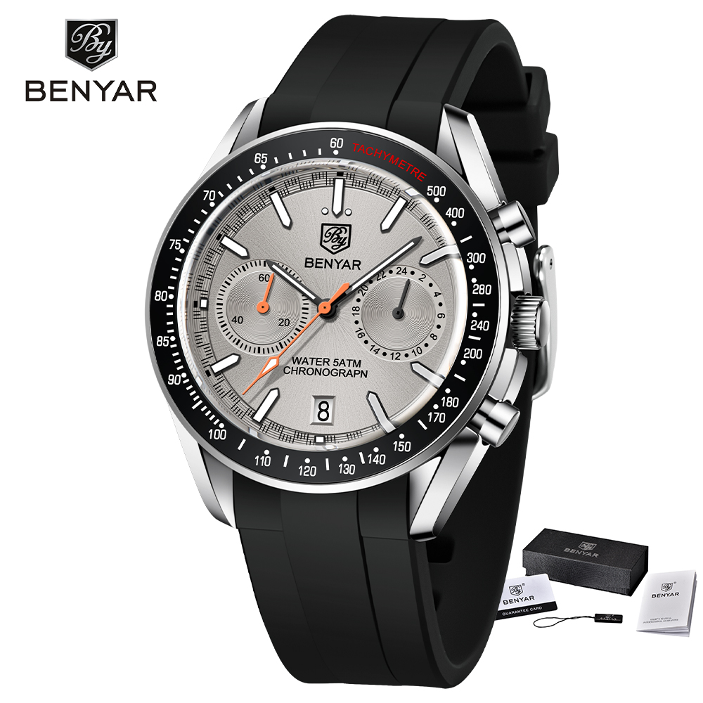 Benyar người đàn ông đồng hồ 2022 thương hiệu hàng đầu sang trọng thạch anh chronograph giản dị đồng hồ cho người đàn ông không thấm nước thể thao đồng hồ