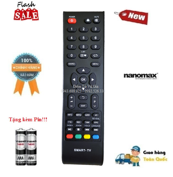 Remote điều khiển tivi nanomax led/lcd/smart tv- hàng chính hãng theo tv 100% tặng kèm pin