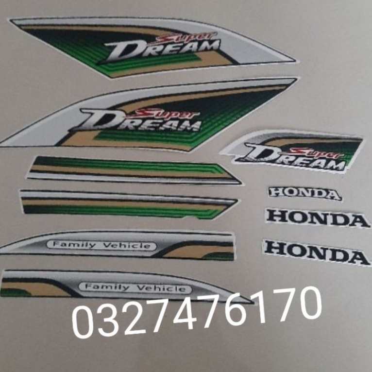 Bộ tem dán xe Super Dream lùn 110 màu xanh