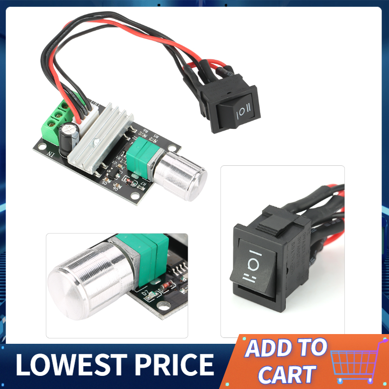Dc 6v 12v 24v 3a pwm motor speed control reversible controller regulator with switch