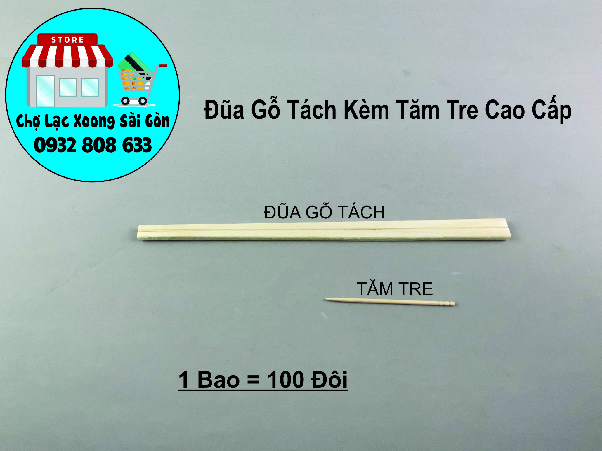 [Siêu Giảm Giá] SET 100 Đôi Đũa Gỗ Tách Kèm Tăm Tre Cao Cấp