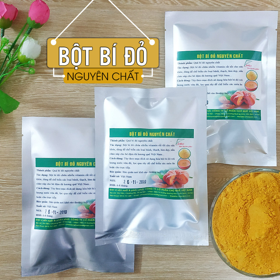Bột Bí Đỏ Nguyên Chất 20g Chợ Quê