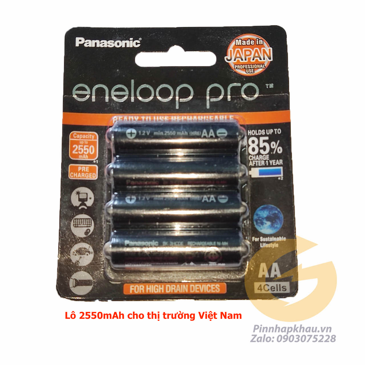 [PAA1] Pin sạc AA Panasonic Eneloop Pro 2500mah 1.2v sạc đầy 1.5v