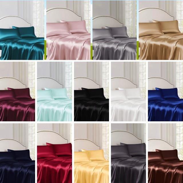 ( Lụa Loại 1) Bộ 4 Món Ga Gối Phi Lụa Lan Pham Bedding Hàng Loại 1 Mát Mịn - Đỏ Đô