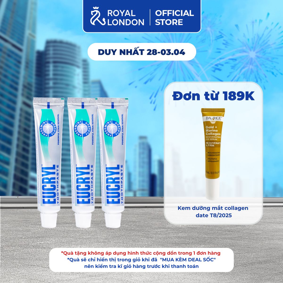 Combo of 3 Eucryl Toothpaste to Help Whiten Teeth (3X62G)