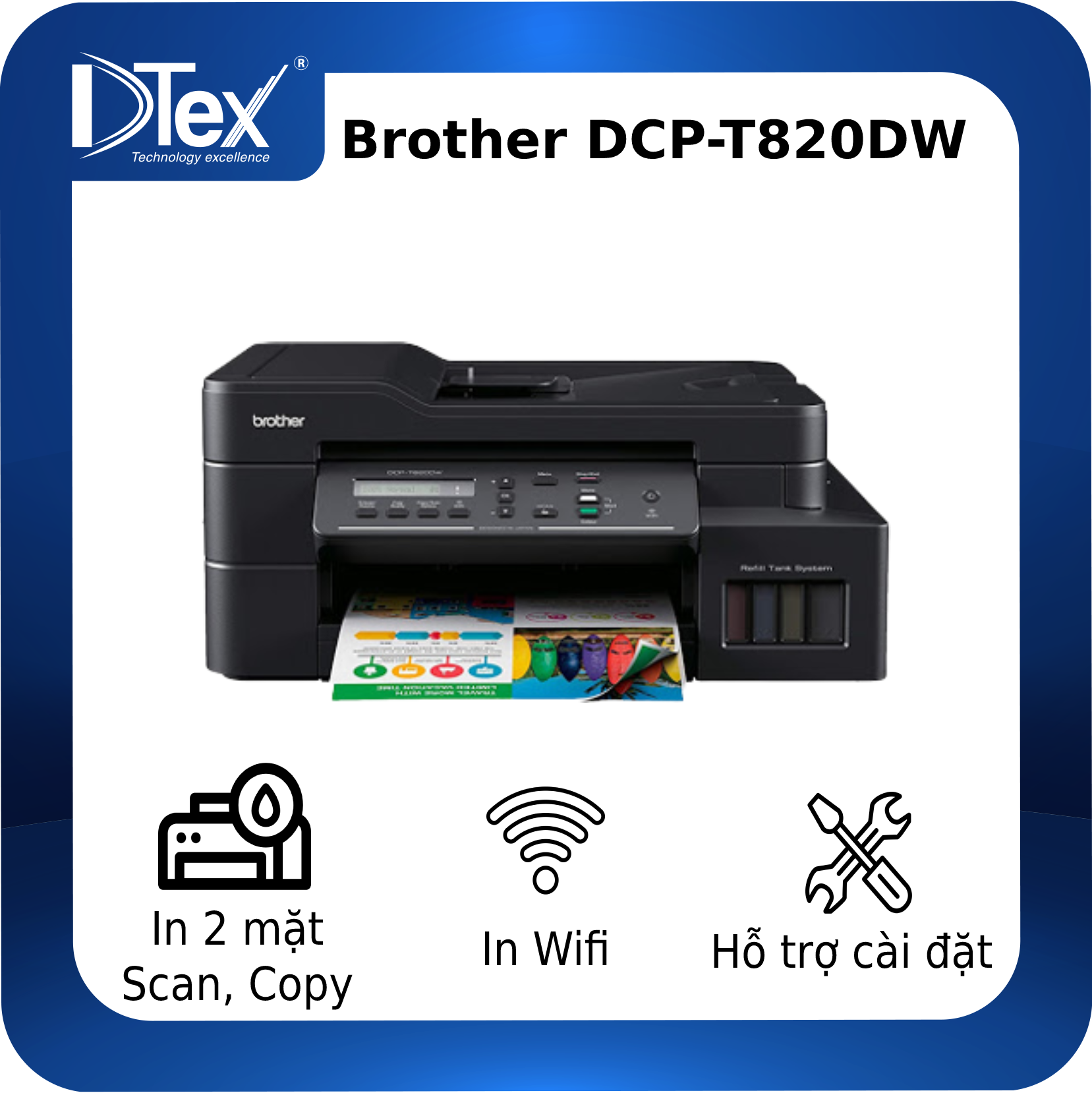 Máy in phun màu đa năng brother dcp-t820dw - hàng chính hãng