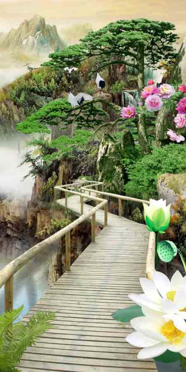 Tranh sơn thủy 3d khổ dọc