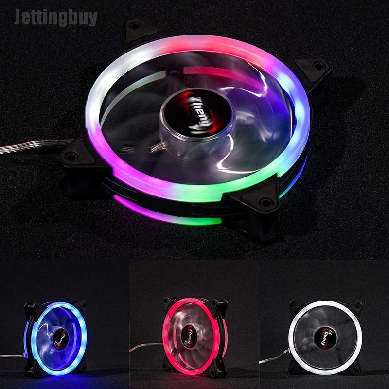 Jettingbuy LED Cooling Fan RGB 12cm DC 12V Brushless Cooler For Computer Case PC CPU