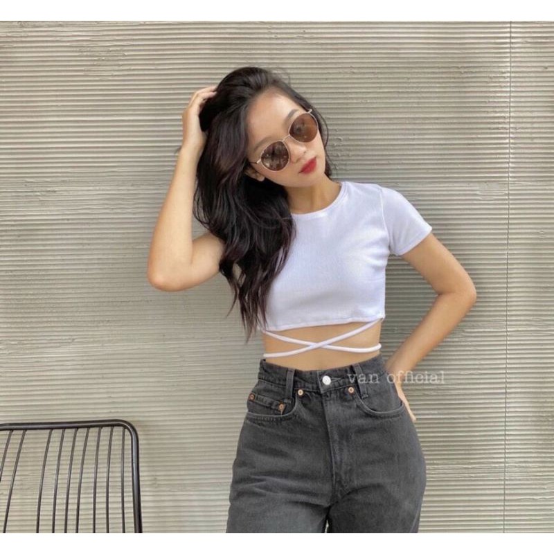 ÁO CROPTOP ĐAN DÂY BỤNG SIÊU HÓT KÈM ẢNH THẬT