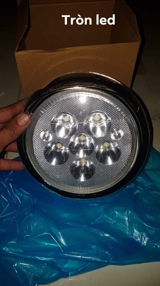 Đèn pha tròn trước xe ba bánh/xe ba gác mặt kính (đèn led 1 cái)