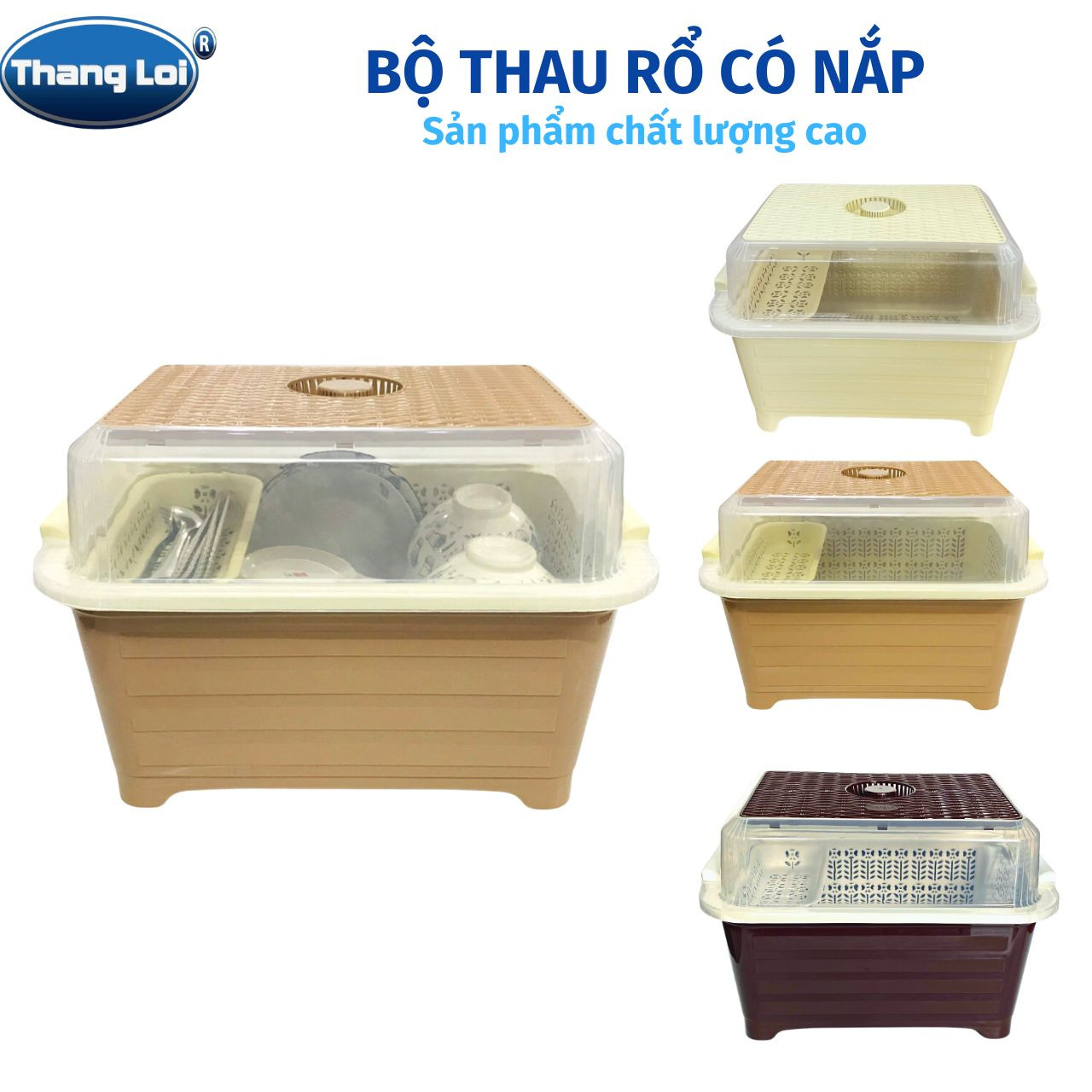 Bộ thau rổ úp ly, chén, bình sữa có nắp đậy Thắng lợi