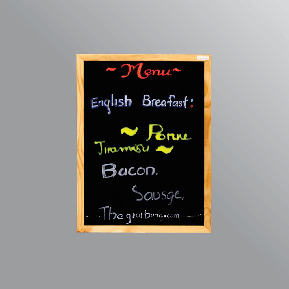 Bảng Menu khung gỗ 50*70 cm ( Tặng kèm bút dạ quang, bông lau, hộp phấn)