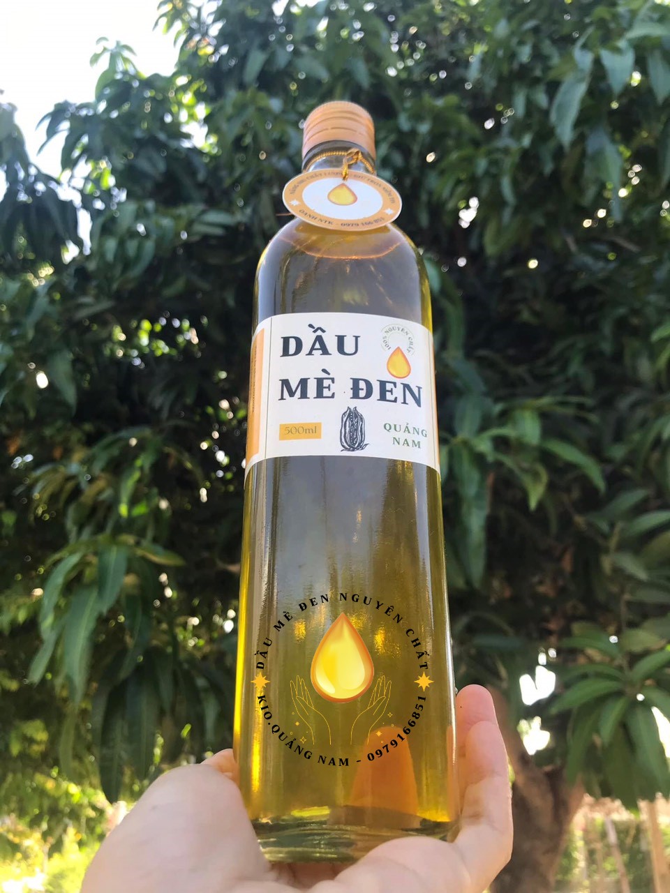 Dầu mè đen (dầu vừng) Quảng Nam nguyên chất 500ml (Ép sống - Raw)