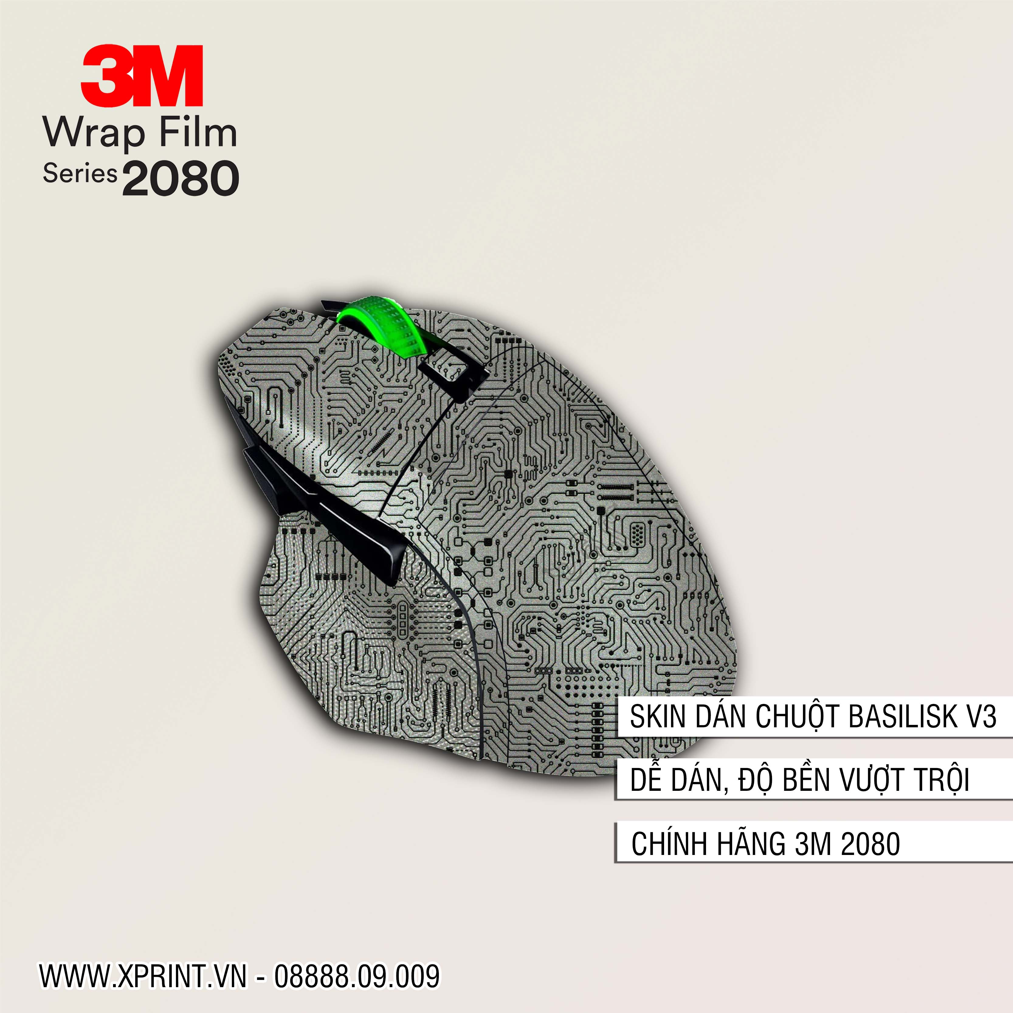 Miếng dán, skin 3M vân nổi 2080 chuột Razer Basilisk V2, V3...