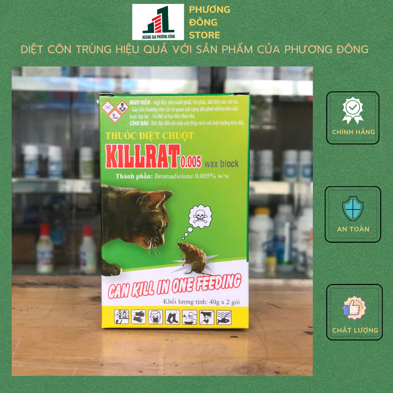 Thuốc diệt chuột Killrat 0.005% (gói 40g) - diệt chuột hiệu quả chuột chết ngoài sáng