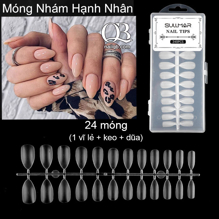 [HCM]Móng úp nhám form tròn form hạnh nhân móng giả dẻo cao cấp (móng lụa) đủ kích cỡ + kèm keo dán móng