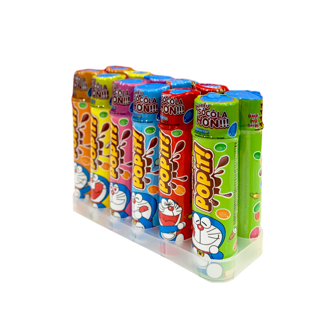 Khay (12 Ống) Kẹo socola sữa Popit Doreamon Ống 15g | Socola | Đồ ăn vặt