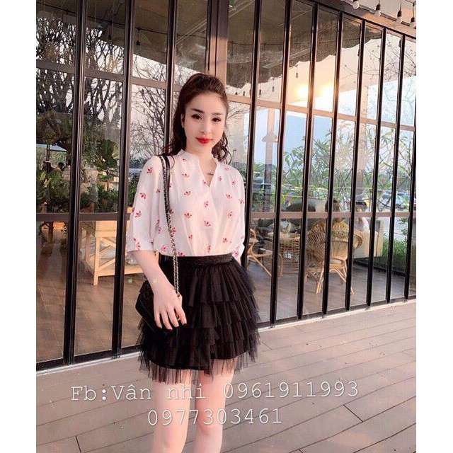 Chân váy ren nhiều tầng búp bê