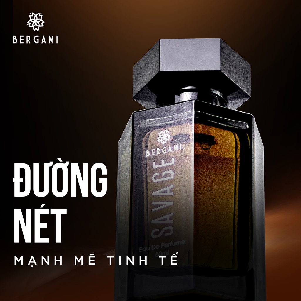 Nước hoa nam chính hãng mùi hương GỖ SỒI trầm ấm quyến rũ Bergami Savage 50ml