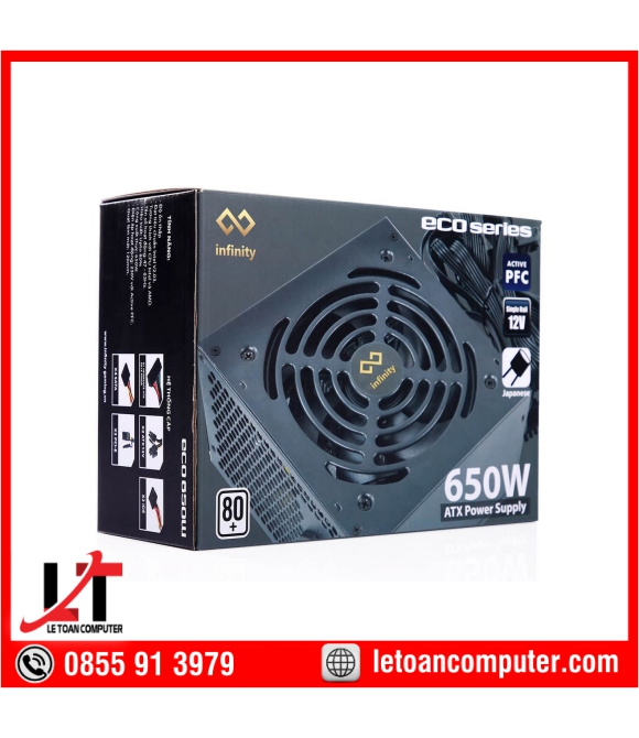 Nguồn Máy Tính Infinity ECO 650W (80 Plus/Active PFC/Single Rail) Chính Hãng